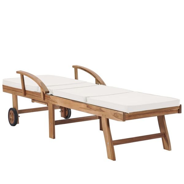 vidaXL Sun Loungers with Cushions 2 pcs Solid Teak Wood Cream
