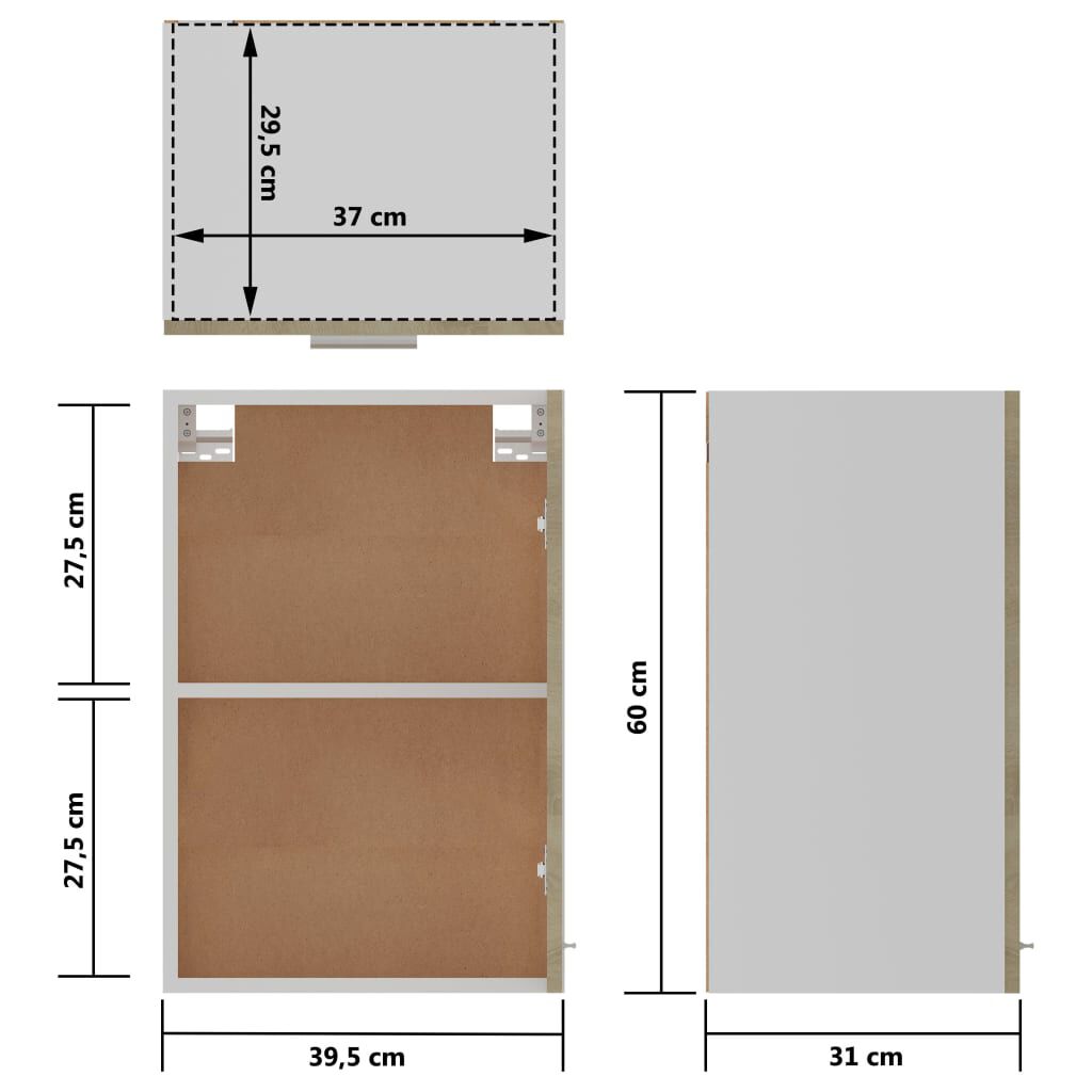 vidaXL Hanging Cabinet Lyon Sonoma Oak 39.5x31x60 cm Engineered Wood