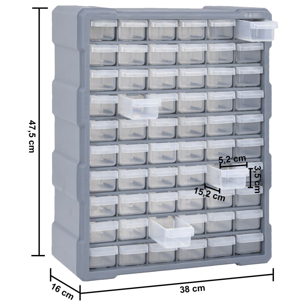 vidaXL Multi-drawer Organiser with 60 Drawers 38x16x47.5 cm
