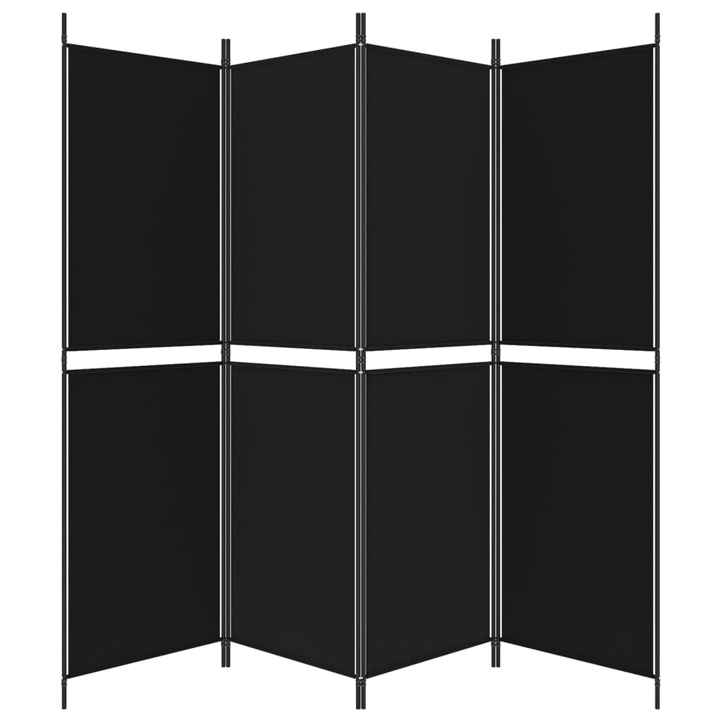 vidaXL 4-Panel Room Divider Black 200x180 cm Fabric