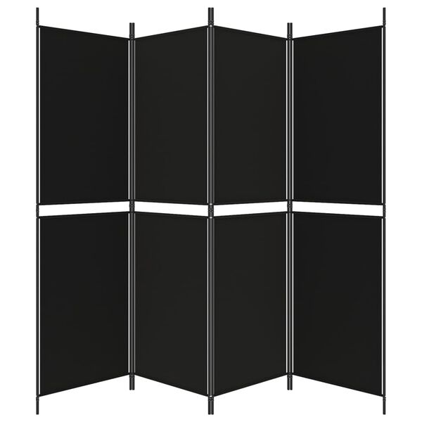vidaXL 4-Panel Room Divider Black 200x180 cm Fabric