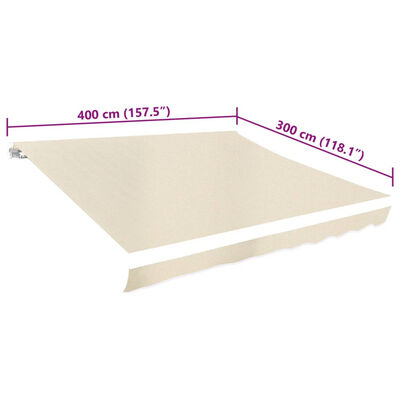 vidaXL Awning Top Sunshade Canvas Cream 4 x 3 m, cream vidaXL Awning Top Sunshade Canvas Cream 4 x 3 m