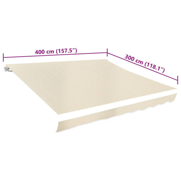 vidaXL Awning Top Sunshade Canvas Cream 4 x 3 m
