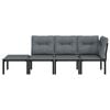 vidaXL 4 Piece Garden Lounge Set Black and Grey Poly Rattan