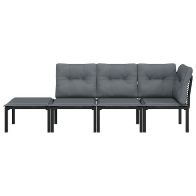 vidaXL 4 Piece Garden Lounge Set Black and Grey Poly Rattan