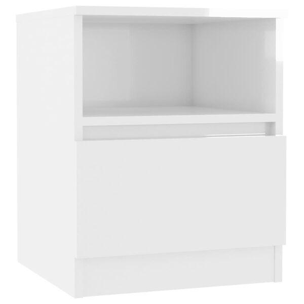 vidaXL Bed Cabinet High Gloss White 40x40x50 cm Engineered Wood