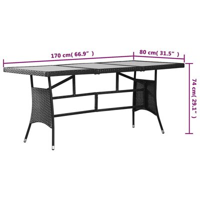 vidaXL Garden Table Black 170x80x74 cm Poly Rattan,  vidaXL Garden Table Black 170x80x74 cm Poly Rattan
