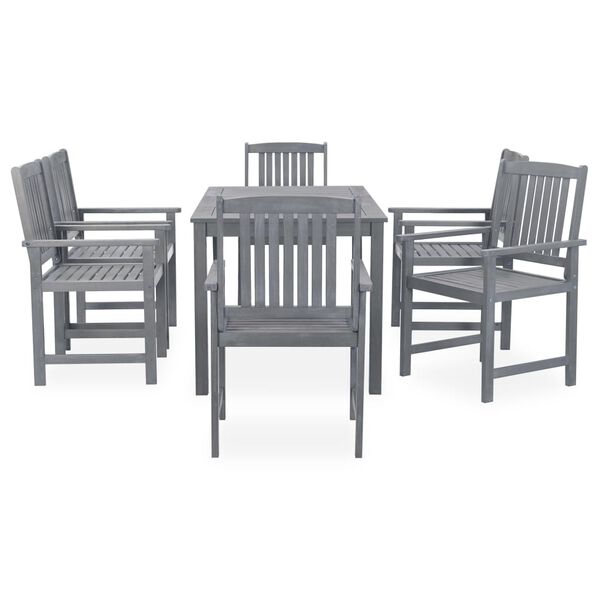 vidaXL 7 Piece Outdoor Dining Set Grey Solid Acacia Wood
