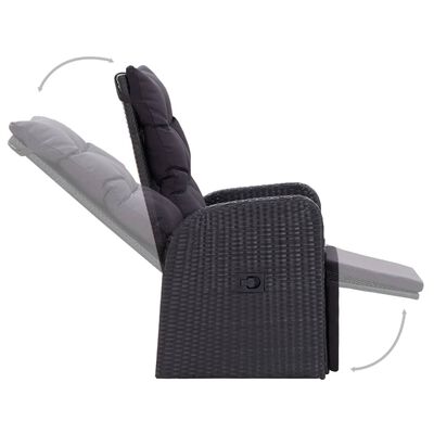 vidaXL 3 Piece Bistro Set with Cushions Poly Rattan Black,  vidaXL 3 Piece Bistro Set with Cushions Poly Rattan Black