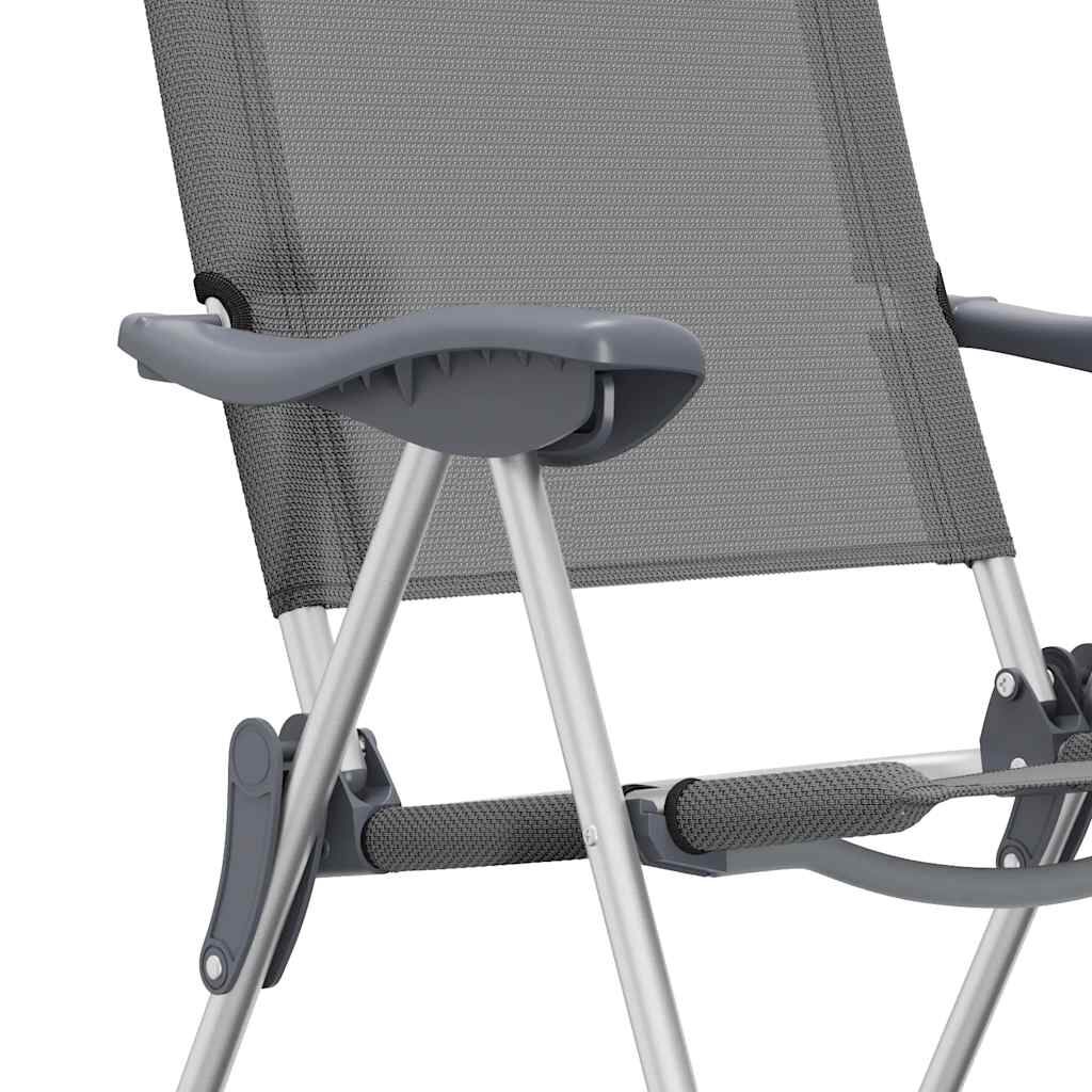 vidaXL Folding Camping Chairs 2 pcs Grey Aluminium