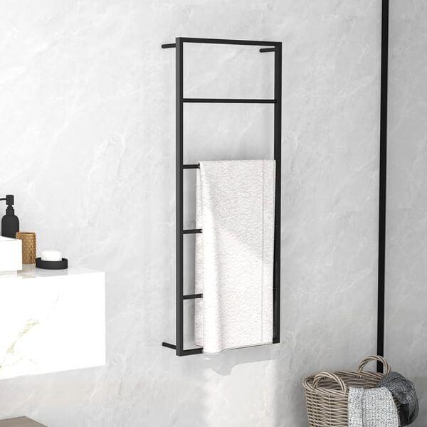 vidaXL Towel Rack Black 45x10x115 cm Steel