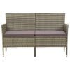 vidaXL 3-Seater Garden Sofa with Cushion Grey Poly Rattan