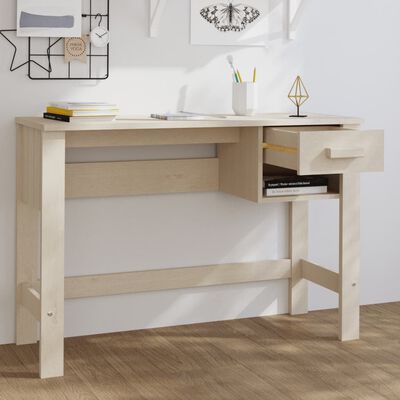 vidaXL Desk HAMAR Honey Brown 110x40x75 cm Solid Wood Pine, honey brown vidaXL Desk HAMAR Honey Brown 110x40x75 cm Solid Wood Pine