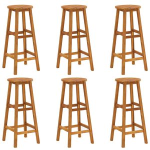 vidaXL Bar Stool | Set of 6 | Solid acacia wood | Standard | Footrest