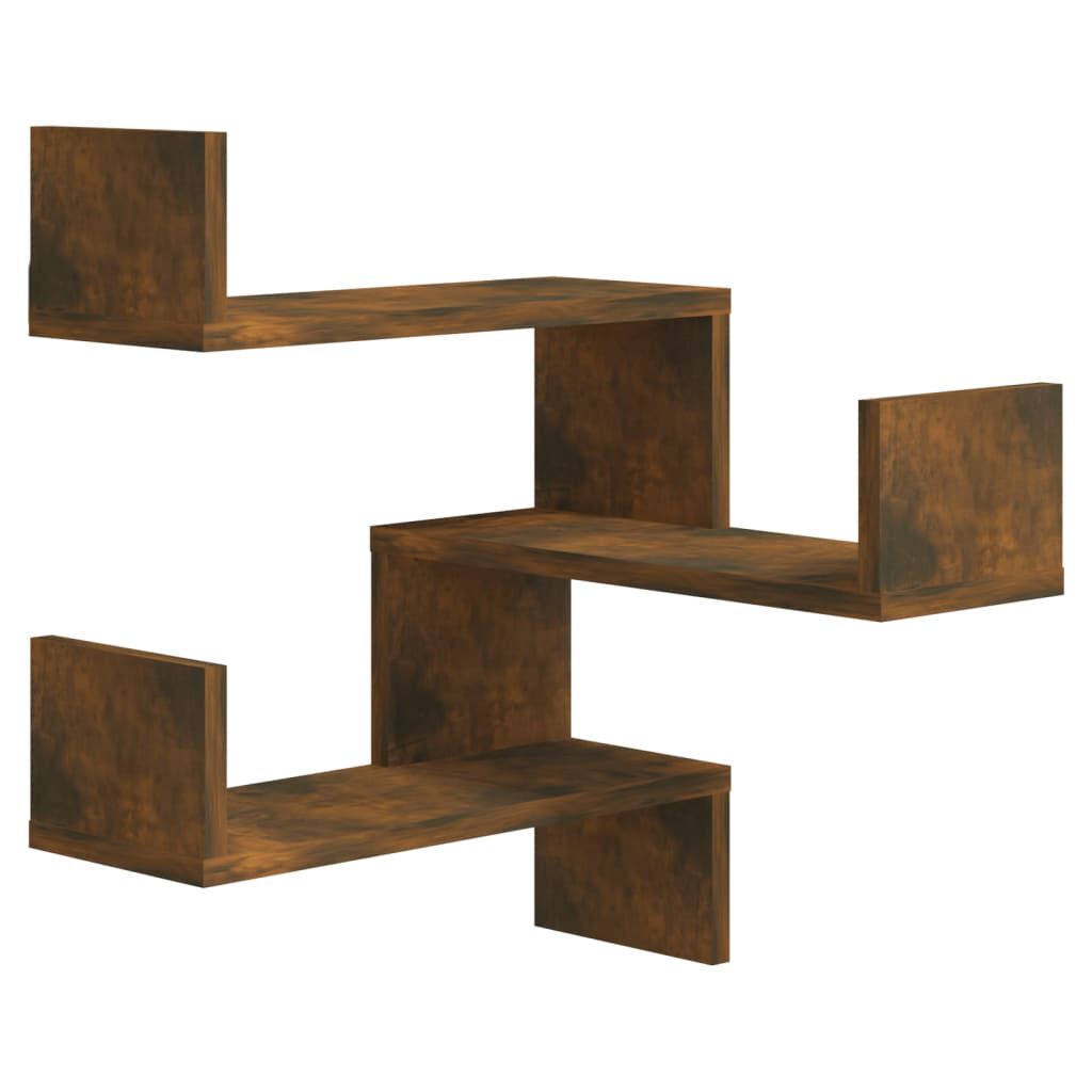 vidaXL Wall Corner Shelf Smoked Oak 40x40x50 cm Engineered Wood