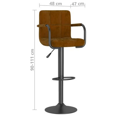 vidaXL Bar Stools 2 pcs Brown Velvet, brown vidaXL Bar Stools 2 pcs Brown Velvet