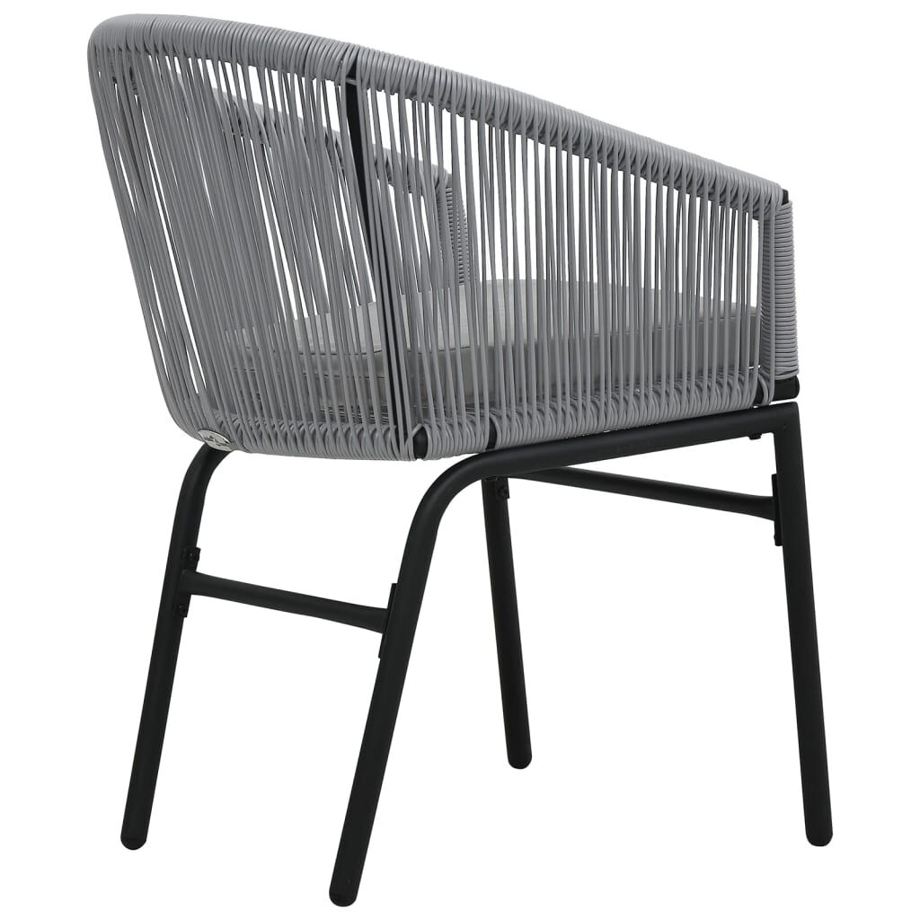vidaXL 3 Piece Bistro Set with Cushions PE Rattan Grey