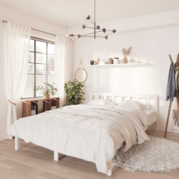 vidaXL Bed Frame without Mattress White Solid Wood 160x200 cm