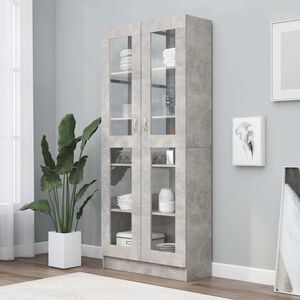 vidaXL Vitrine Cabinet Concrete Grey 82,5x30,5x185 cm Engineered Wood