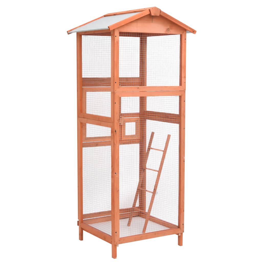 vidaXL Bird Cage 68x62x166 cm Solid Firwood