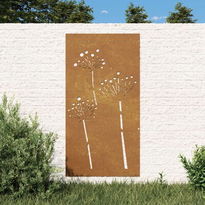 vidaXL Garden Wall Decoration 105x55 cm Corten Steel Flower Design,  vidaXL Garden Wall Decoration 105x55 cm Corten Steel Flower Design