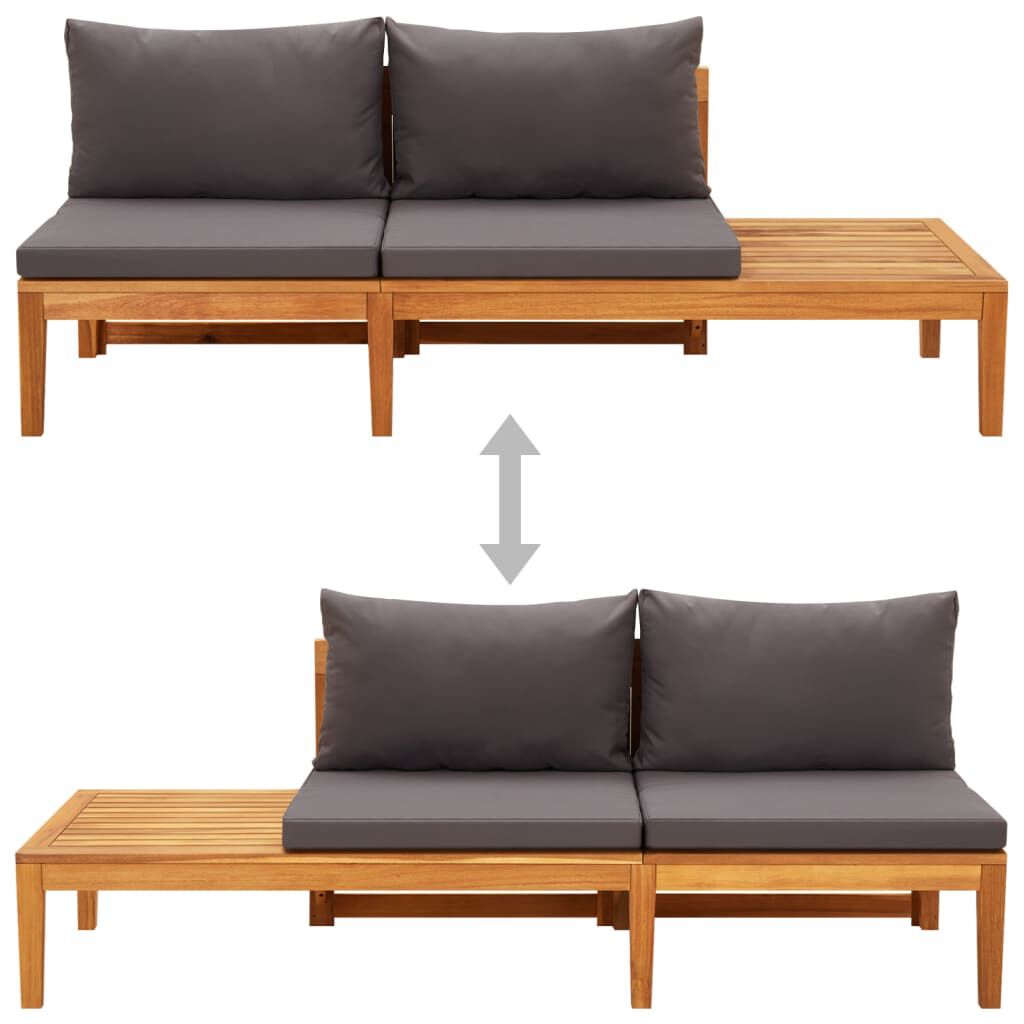 vidaXL Garden Bench with Table Dark Grey Cushions Solid Acacia Wood