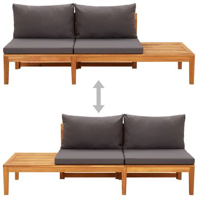 vidaXL Garden Bench with Table Dark Grey Cushions Solid Acacia Wood