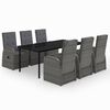 vidaXL 7 Piece Garden Dining Set with Cushions Grey