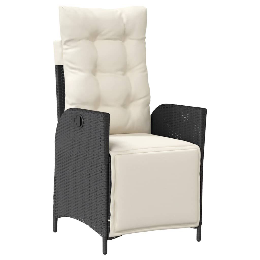 vidaXL Reclining Garden Chairs 2 pcs with Footrest Black Poly Rattan