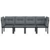 vidaXL 4 Piece Garden Lounge Set Black and Grey Poly Rattan