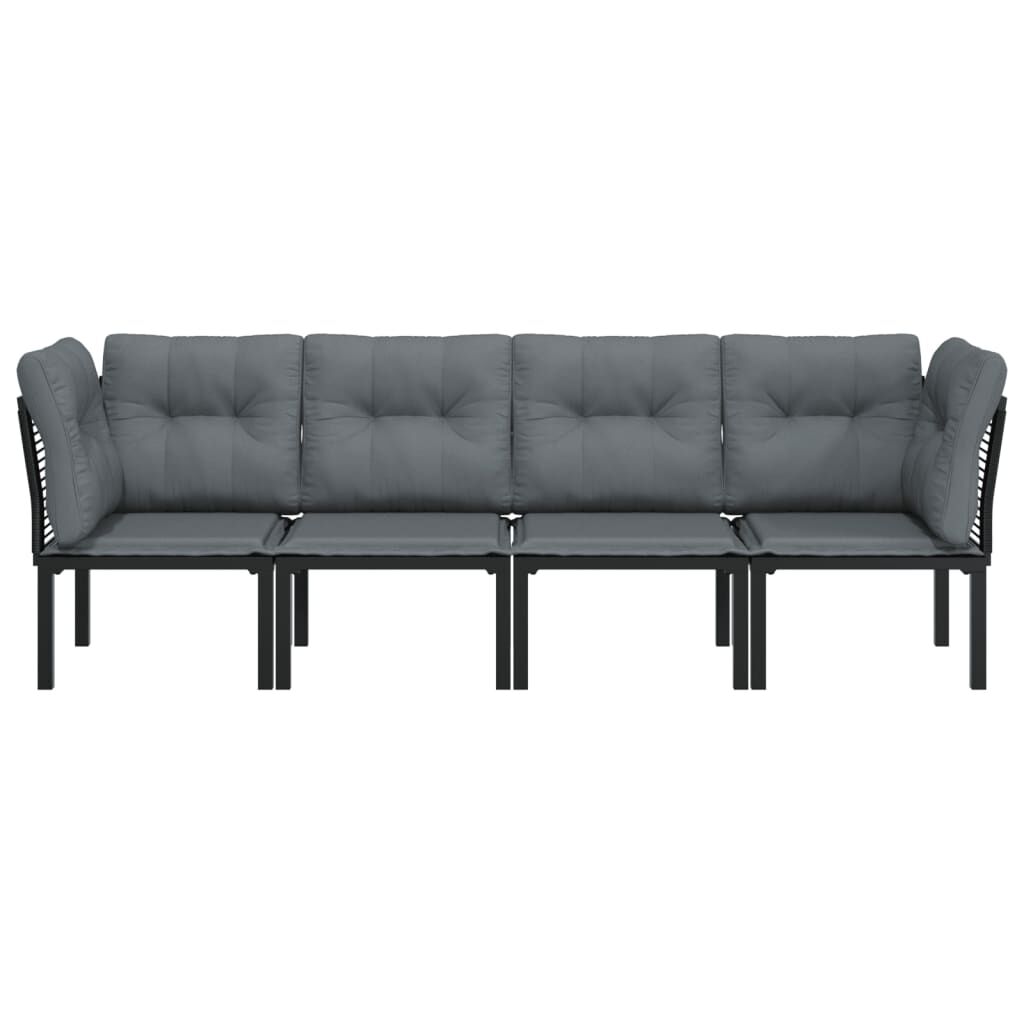 vidaXL 4 Piece Garden Lounge Set Black and Grey Poly Rattan