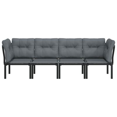 vidaXL 4 Piece Garden Lounge Set Black and Grey Poly Rattan,  vidaXL 4 Piece Garden Lounge Set Black and Grey Poly Rattan