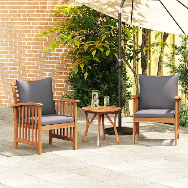 vidaXL Garden Chairs with Cushions 2 pcs Solid Acacia Wood