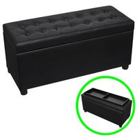 vidaXL Storage Ottoman Artificial Leather Black, black vidaXL Storage Ottoman Artificial Leather Black