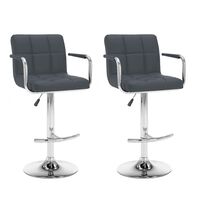 vidaXL Bar Stools 2 pcs Grey Faux Leather, grey vidaXL Bar Stools 2 pcs Grey Faux Leather