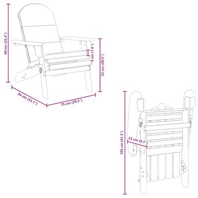 vidaXL Adirondack Garden Chair with Cushions Solid Wood Acacia, brown and cream vidaXL Adirondack Garden Chair with Cushions Solid Wood Acacia