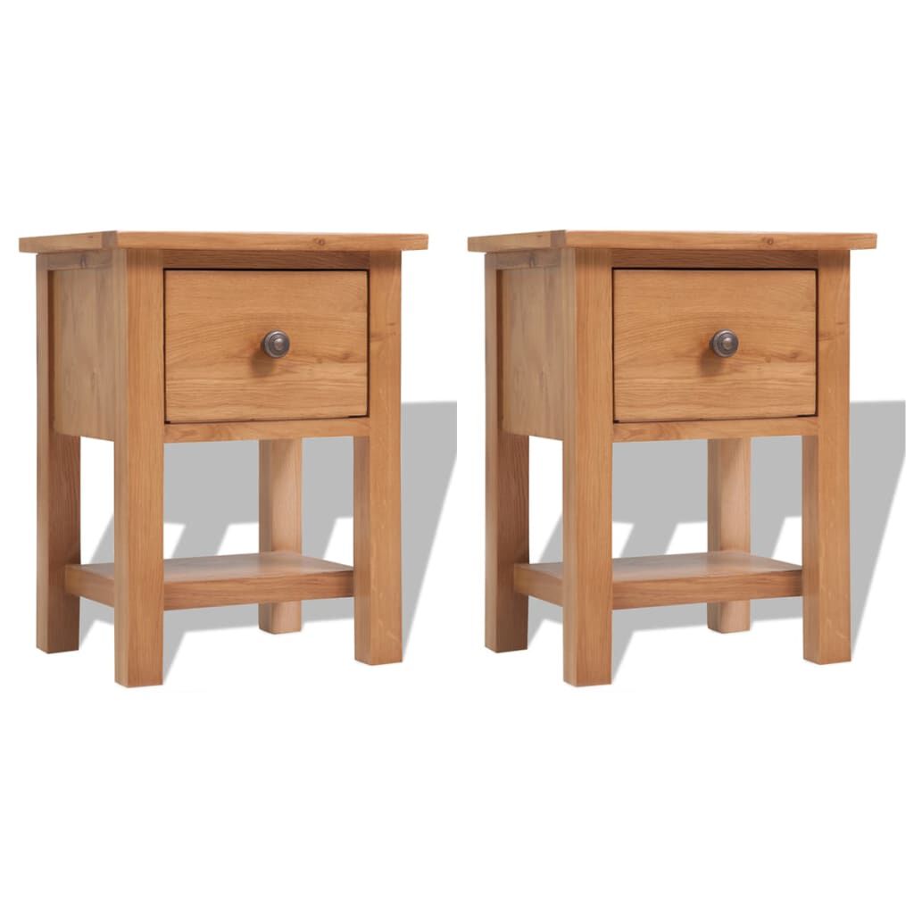 vidaXL Nightstands 2 pcs 36x30x47 cm Solid Oak Wood