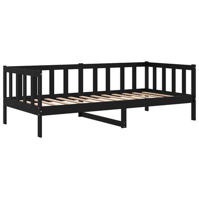 vidaXL Day Bed without Mattress Black Solid Wood Pine 90x200cm, black vidaXL Day Bed without Mattress Black Solid Wood Pine 90x200cm
