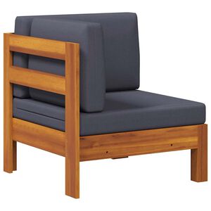 vidaXL Corner Sofa with Dark Grey Cushions Solid Acacia Wood