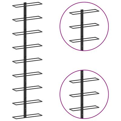 vidaXL Wall-mounted Wine Rack for 9 Bottles Black Iron, black vidaXL Wall-mounted Wine Rack for 9 Bottles Black Iron