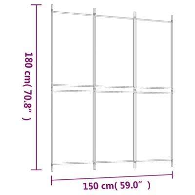 vidaXL 3-Panel Room Divider Black 150x180 cm Fabric