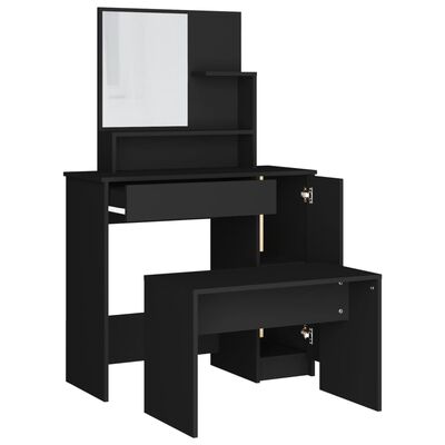 vidaXL Dressing Table Set Black 86.5x35x136 cm, black vidaXL Dressing Table Set Black 86.5x35x136 cm