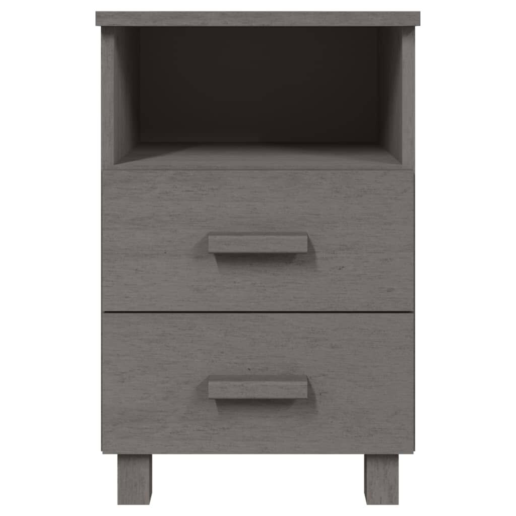 vidaXL Bedside Cabinets HAMAR 2 pcs Light Grey 40x35x62 cm Solid Wood