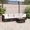 vidaXL 5 Piece Garden Sofa Set with Cushions Black Poly Rattan