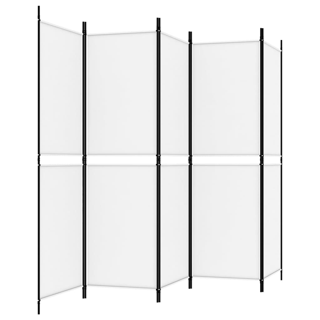 vidaXL 5-Panel Room Divider White 250x180 cm Fabric