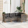 vidaXL 4 Piece Garden Sofa Set with Cushions Grey Poly Rattan