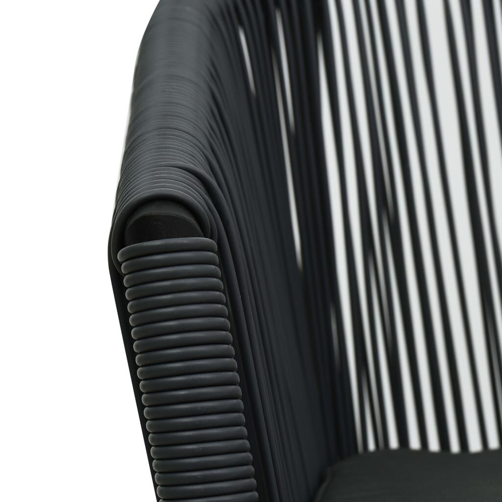 vidaXL 3 Piece Bistro Set with Cushions PE Rattan Black