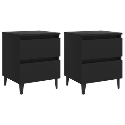 vidaXL Bed Cabinets 2 pcs Black 40x35x50 cm Engineered Wood, black vidaXL Bed Cabinets 2 pcs Black 40x35x50 cm Engineered Wood