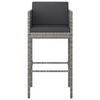 vidaXL Bar Stools 4 pcs with Cushions Grey Poly Rattan