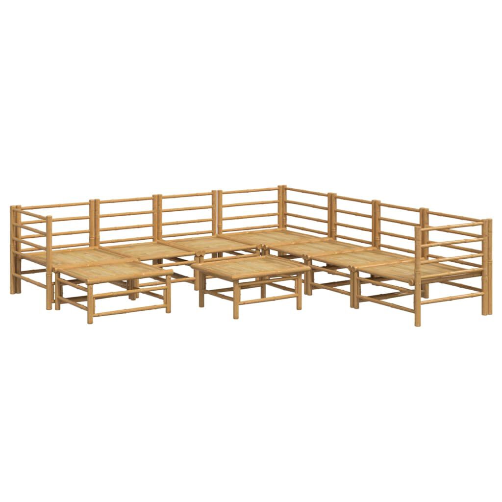 vidaXL 9 Piece Garden Lounge Set with Light Grey Cushions Bamboo